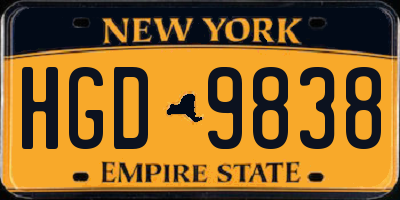NY license plate HGD9838