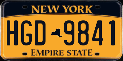 NY license plate HGD9841