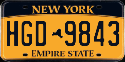 NY license plate HGD9843