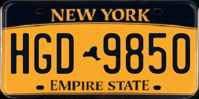 NY license plate HGD9850