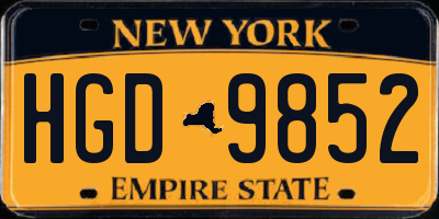 NY license plate HGD9852