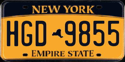 NY license plate HGD9855