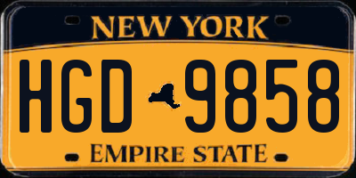 NY license plate HGD9858