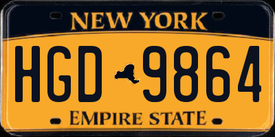 NY license plate HGD9864