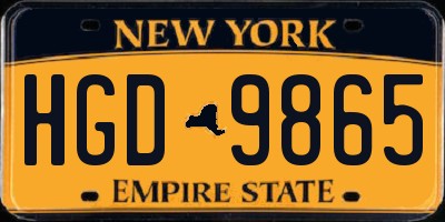 NY license plate HGD9865