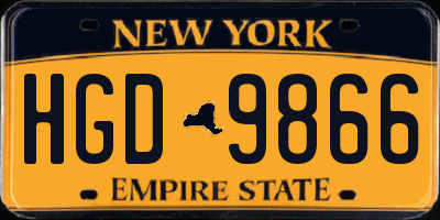 NY license plate HGD9866