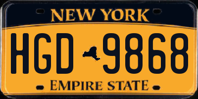 NY license plate HGD9868