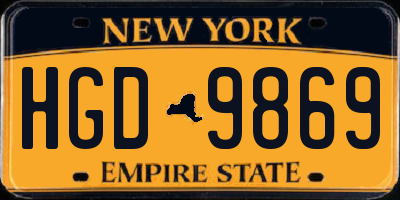 NY license plate HGD9869