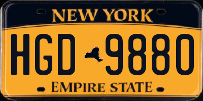 NY license plate HGD9880