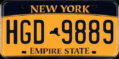 NY license plate HGD9889