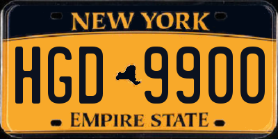 NY license plate HGD9900