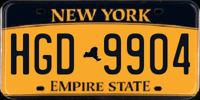 NY license plate HGD9904
