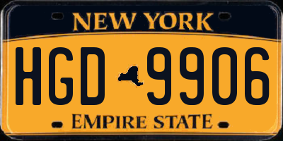 NY license plate HGD9906