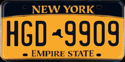 NY license plate HGD9909