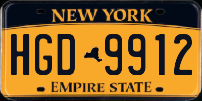 NY license plate HGD9912