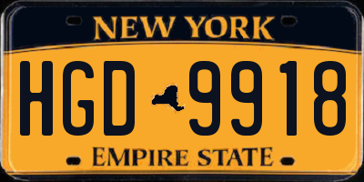 NY license plate HGD9918