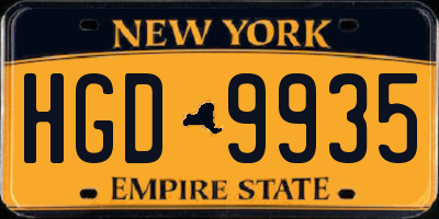 NY license plate HGD9935
