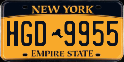 NY license plate HGD9955