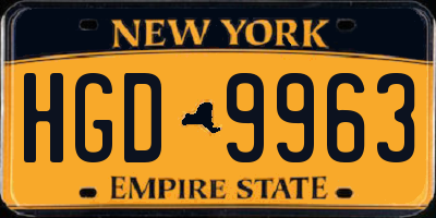 NY license plate HGD9963