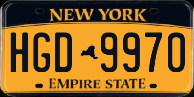 NY license plate HGD9970