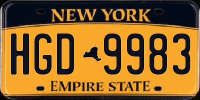 NY license plate HGD9983