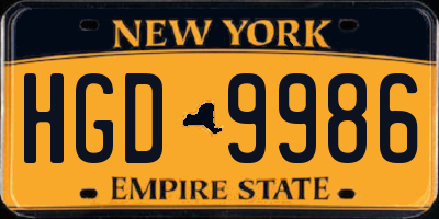NY license plate HGD9986