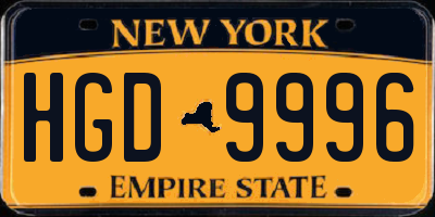 NY license plate HGD9996