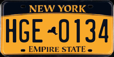NY license plate HGE0134