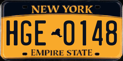 NY license plate HGE0148