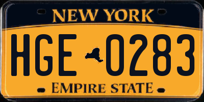 NY license plate HGE0283