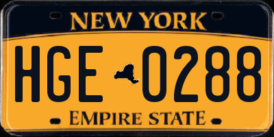 NY license plate HGE0288