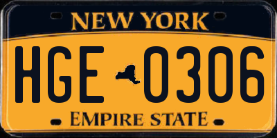 NY license plate HGE0306