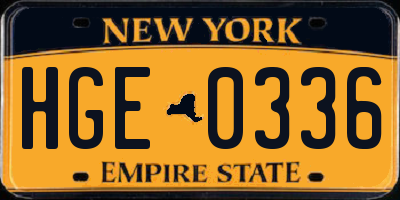 NY license plate HGE0336