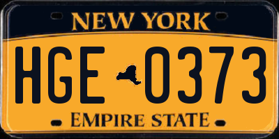 NY license plate HGE0373