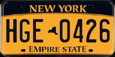 NY license plate HGE0426
