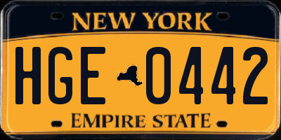 NY license plate HGE0442