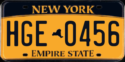 NY license plate HGE0456