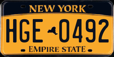 NY license plate HGE0492