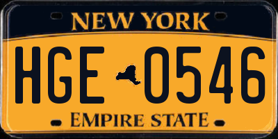 NY license plate HGE0546