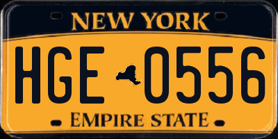 NY license plate HGE0556