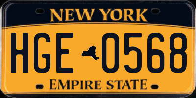 NY license plate HGE0568