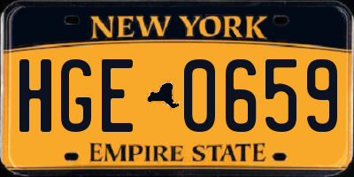 NY license plate HGE0659