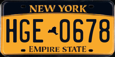 NY license plate HGE0678