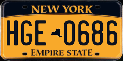 NY license plate HGE0686