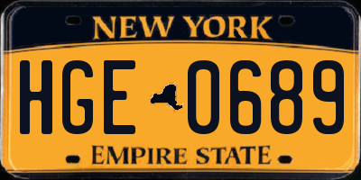 NY license plate HGE0689