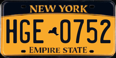 NY license plate HGE0752