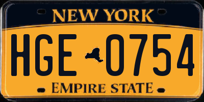NY license plate HGE0754