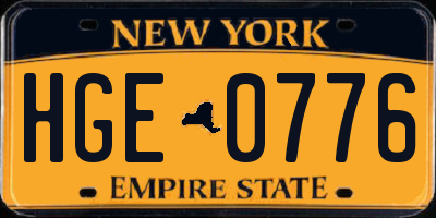 NY license plate HGE0776
