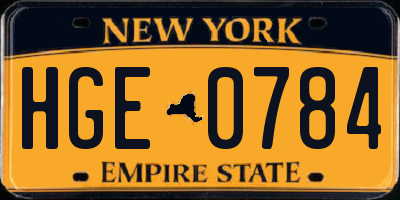 NY license plate HGE0784