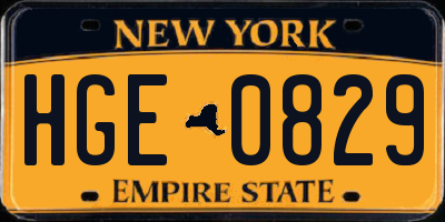 NY license plate HGE0829